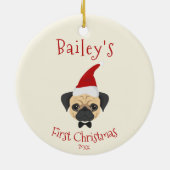 De eerste kerstdag van je hond - Cute Pug Keramisch Ornament (Achterkant)
