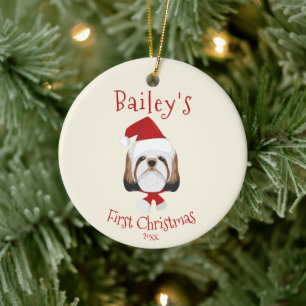 De eerste kerstdag van je hond - Cute Shih Tzu Keramisch Ornament