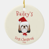 De eerste kerstdag van je hond - Cute Shih Tzu Keramisch Ornament (Achterkant)