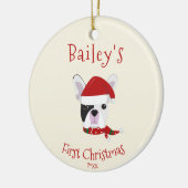 De eerste kerstdag van je hond - de Franse bulledo Keramisch Ornament (Links)