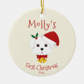 De eerste kerstdag van je hond - Maltees Keramisch Ornament (Voorkant)
