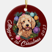 De eerste kerstdagen van Goldendoodle Keramisch Ornament (Voorkant)
