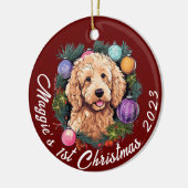 De eerste kerstdagen van Goldendoodle Keramisch Ornament (Links)