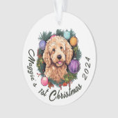 De eerste kerstdagen van Goldendoodle Ornament (voorkant)