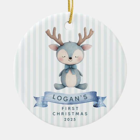 De eerste kerstdagen van Rendier Baby Keramisch Ornament (Voorkant)