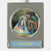 De eerste kerstdecoratie van het Ornament Verzilverd Banner Ornament (Voorkant)