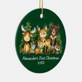 De eerste kerstdieren van baby's: de groene baard keramisch ornament (Rechts)