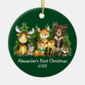 De eerste kerstdieren van baby's: de groene baard keramisch ornament (Voorkant)