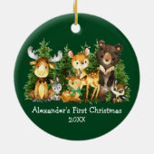 De eerste kerstdieren van baby's: de groene baard keramisch ornament (Achterkant)