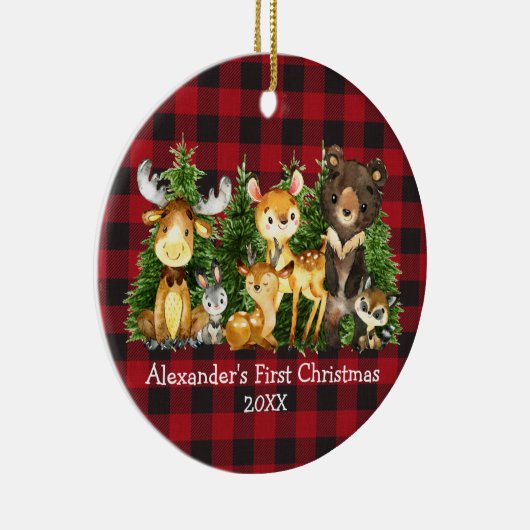De eerste kerstdieren van baby's Deer Pset PHOTO Keramisch Ornament (Rechts)