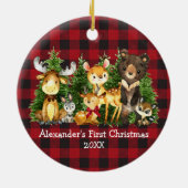 De eerste kerstdieren van baby's met een baarmoede keramisch ornament (Achterkant)