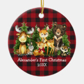 De eerste kerstdieren van de baby zijn de deer PHO Keramisch Ornament (Voorkant)