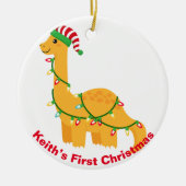 De eerste kerstdinosaurus van baby.  keramisch ornament (Voorkant)