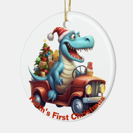 De eerste kerstdinosaurus van baby.  keramisch ornament (Links)