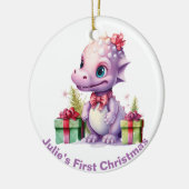 De eerste kerstdinosaurus van baby.  keramisch ornament (Links)