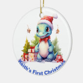 De eerste kerstdinosaurus van baby.  keramisch ornament (Links)