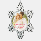 De eerste kerstfeestdag van het manuscript - Foto Tin Sneeuwvlok Ornament (Rechts)