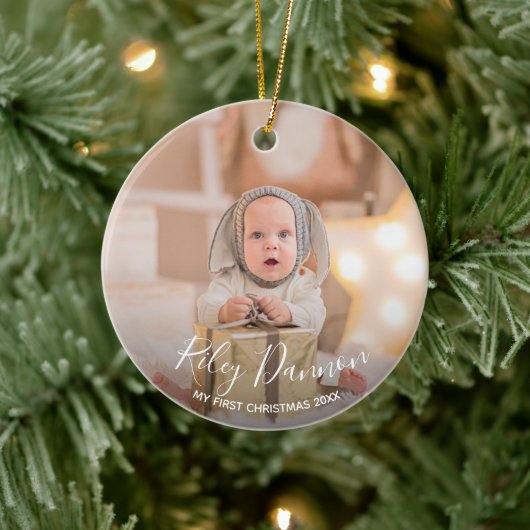 De eerste kerstfeestdag voor baby's keramisch ornament (Boom)