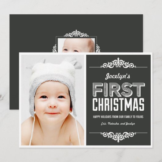 De eerste kerstfeestkaarten voor baby's - Kool Kaart (Voorkant / Achterkant)