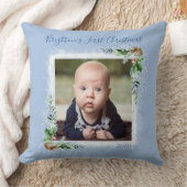 De eerste kerstfoto van baby Datum Snowflakes Kussen (Deken)