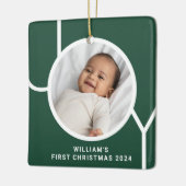 De eerste kerstfoto van baby Keepomwille Green Keramisch Ornament (Links)