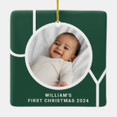 De eerste kerstfoto van baby Keepomwille Green Keramisch Ornament (Achterkant)