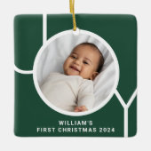 De eerste kerstfoto van baby Keepomwille Green Keramisch Ornament (Voorkant)