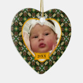 De eerste kerstfoto van baby Keepomwille Green Keramisch Ornament (Rechts)