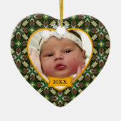 De eerste kerstfoto van baby Keepomwille Green Keramisch Ornament (Voorkant)