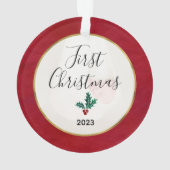 De eerste kerstfoto van baby's Groen & Red Holly Ornament (achterkant)