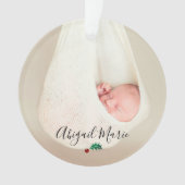 De eerste kerstfoto van baby's Groen & Red Holly Ornament (voorkant)