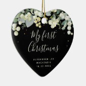 De eerste kerstfoto van baby's keramisch ornament (Rechts)