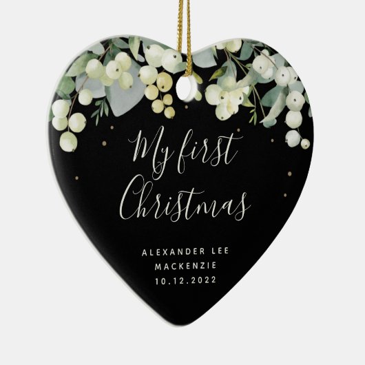 De eerste kerstfoto van baby's keramisch ornament (Rechts)