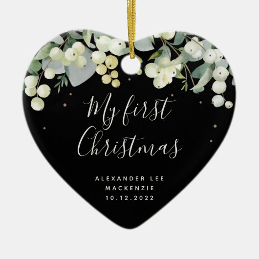 De eerste kerstfoto van baby's keramisch ornament (Voorkant)