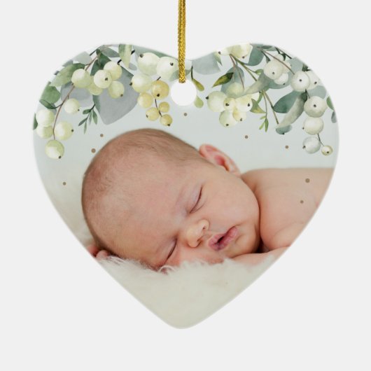 De eerste kerstfoto van baby's keramisch ornament (Achterkant)