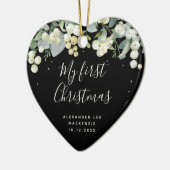 De eerste kerstfoto van baby's keramisch ornament (Links)