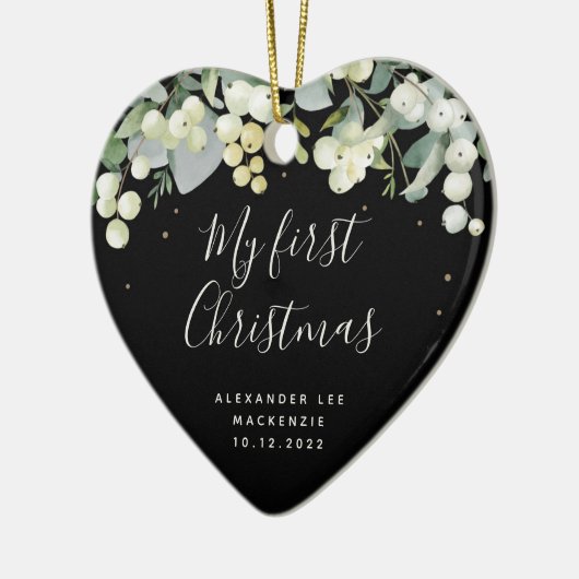 De eerste kerstfoto van baby's keramisch ornament (Links)