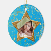 De eerste kerstfoto van baby's keramisch ornament (Links)