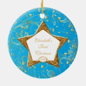 De eerste kerstfoto van baby's keramisch ornament (Achterkant)