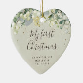 De eerste kerstfoto van baby's keramisch ornament (Rechts)