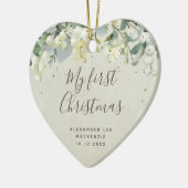 De eerste kerstfoto van baby's keramisch ornament (Links)