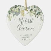 De eerste kerstfoto van baby's keramisch ornament (Rechts)