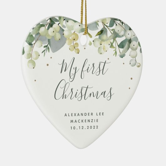 De eerste kerstfoto van baby's keramisch ornament (Rechts)