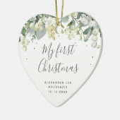 De eerste kerstfoto van baby's keramisch ornament (Links)