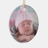 De eerste kerstfoto van baby's met Baby Roze Kerst Keramisch Ornament (Rechts)