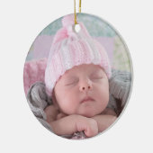 De eerste kerstfoto van baby's met Baby Roze Kerst Keramisch Ornament (Links)
