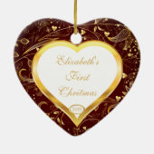 De eerste kerstfoto van baby's met het siervum Hea Keramisch Ornament (Achterkant)