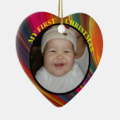 De eerste kerstfoto van baby's met jaar keramisch ornament (Rechts)