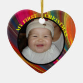 De eerste kerstfoto van baby's met jaar keramisch ornament (Voorkant)