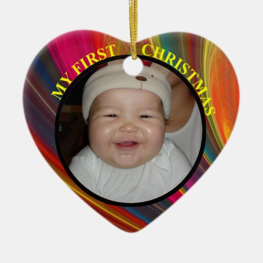 De eerste kerstfoto van baby's met jaar keramisch ornament (Voorkant)